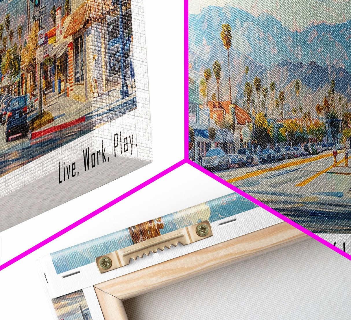 West Covina California Panoramic Framed Canvas Print, Retro Travel Poster, Unique Wall Art, Artistic Living Room Decor, Office Gift, Original Artwork