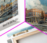 West Jordan Utah Panoramic Framed Canvas Print, Artistic Travel Poster, Retro Wall Art, Unique Living Room Decor, Office Gift Idea