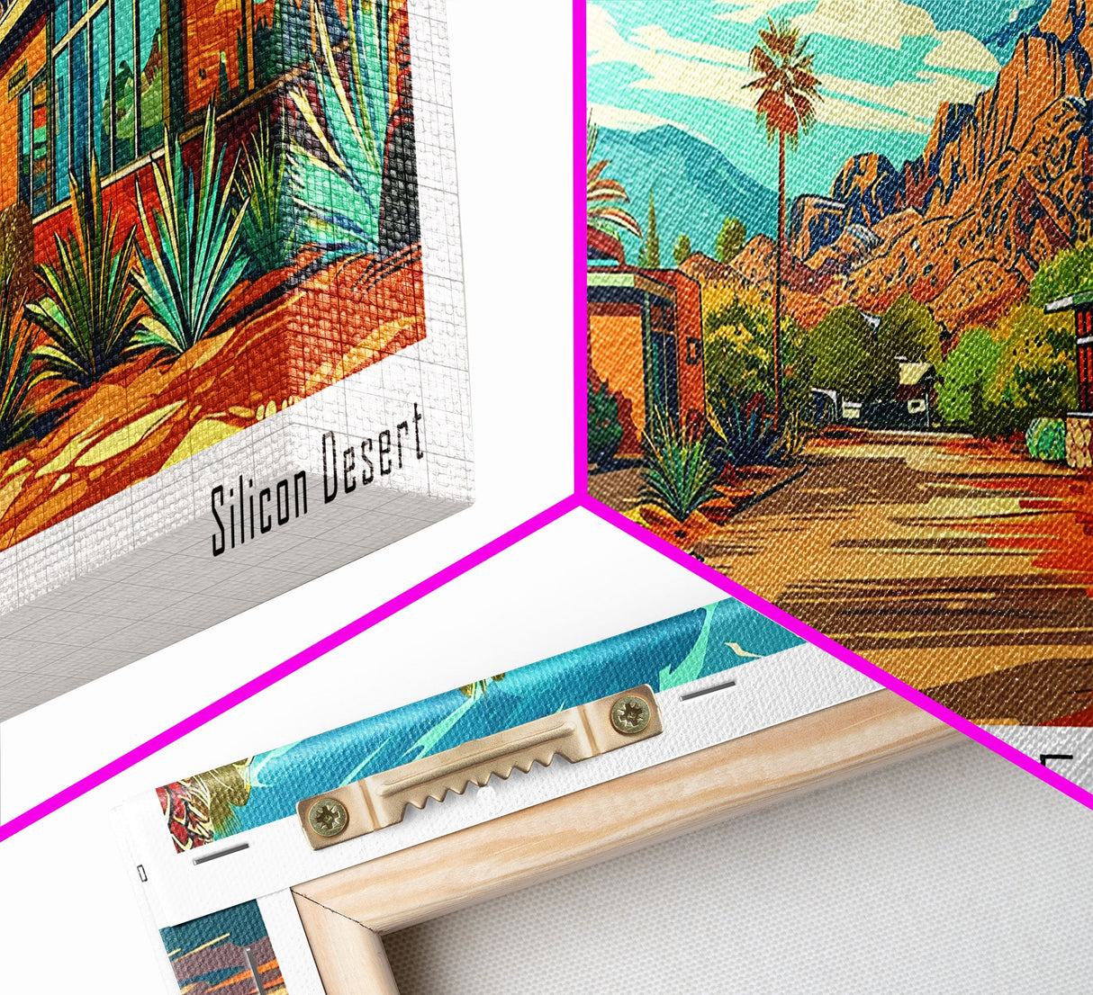 Chandler Arizona Panoramic Wall Art Framed Canvas Print, Mid Century Modern Art, Pop Art Style, Travel Poster, Home Decor, Retro Style