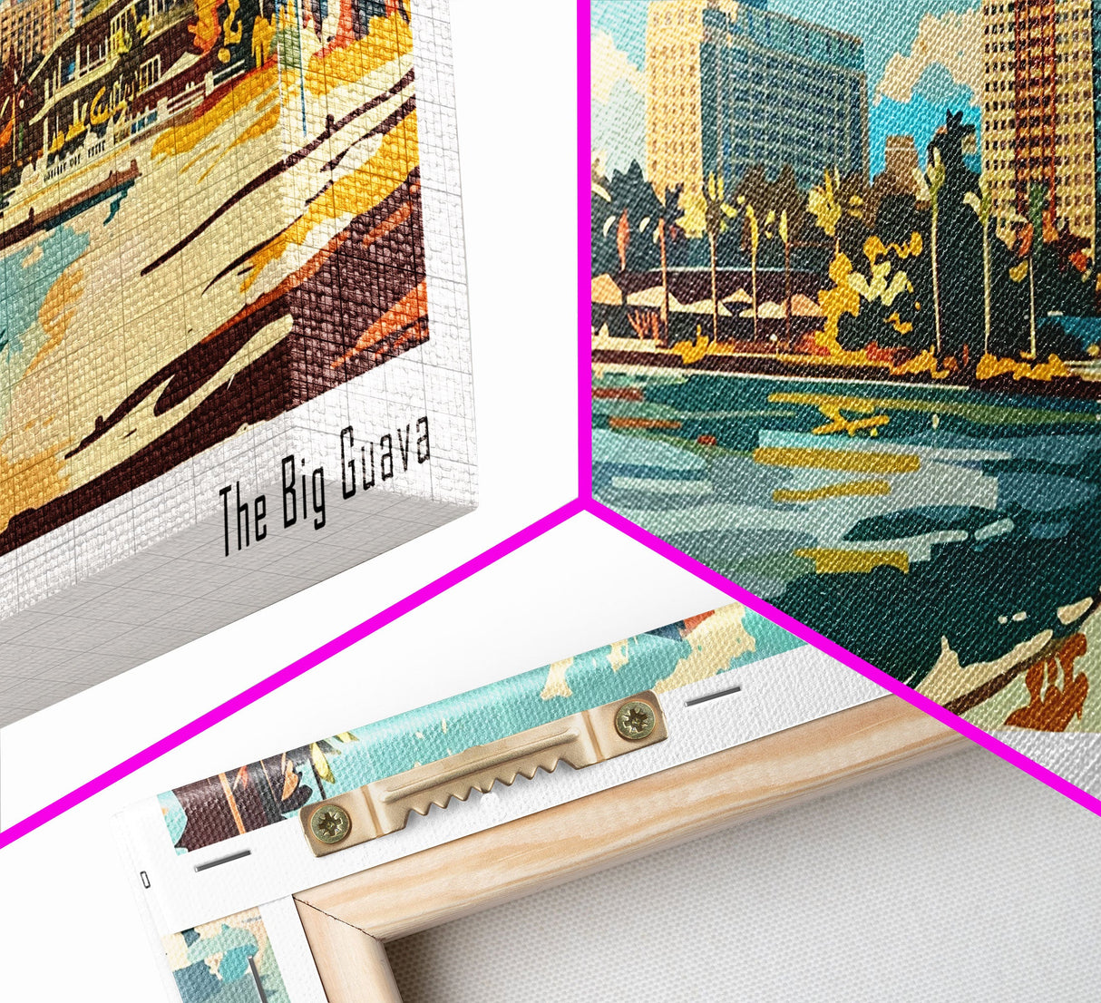 Tampa Florida Panoramic Wall Art, Mid Century Modern Framed Canvas Print, Retro Pop Art Travel Poster, Living Room and Office Wall Art