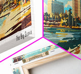 Tampa Florida Panoramic Wall Art, Mid Century Modern Framed Canvas Print, Retro Pop Art Travel Poster, Living Room and Office Wall Art