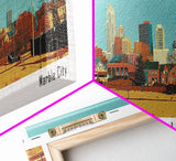 Knoxville Tennessee Panoramic Wall Art, Mid Century Modern Framed Canvas Print, Retro Pop Art Travel Poster, Living Room Art