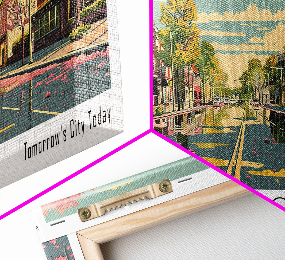 Lakewood New Jersey Panoramic Wall Art, Mid Century Modern Framed Canvas Print, Retro Pop Art Travel Poster, Living Room Art