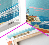 Oceanside California Panoramic Wall Art, Mid Century Modern Framed Canvas Print, Retro Pop Art Travel Poster, City Art, Office Wall Decor, Living Room Art