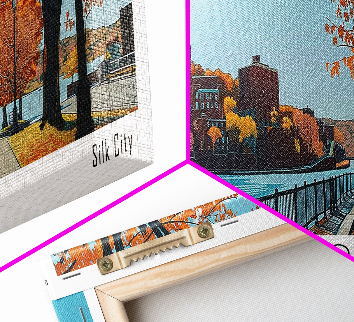 Paterson New Jersey Panoramic Wall Art, Mid Century Modern Framed Canvas Print, Retro Pop Art Travel Poster, City Art, Office Wall Decor, Living Room Art