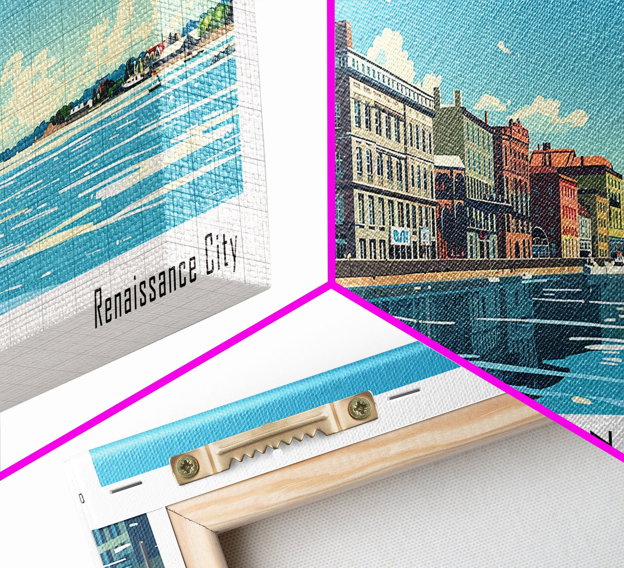 Providence Rhode Island Panoramic Wall Art, Mid Century Modern Framed Canvas Print, Retro Pop Art Travel Poster, City Art, Office Wall Decor, Living Room Art