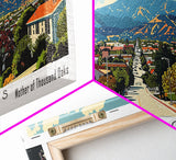 Thousand Oaks California Panoramic Wall Art, Mid Century Modern Framed Canvas Print, Retro Pop Art Travel Poster, Office Wall Decor and Gift Idea