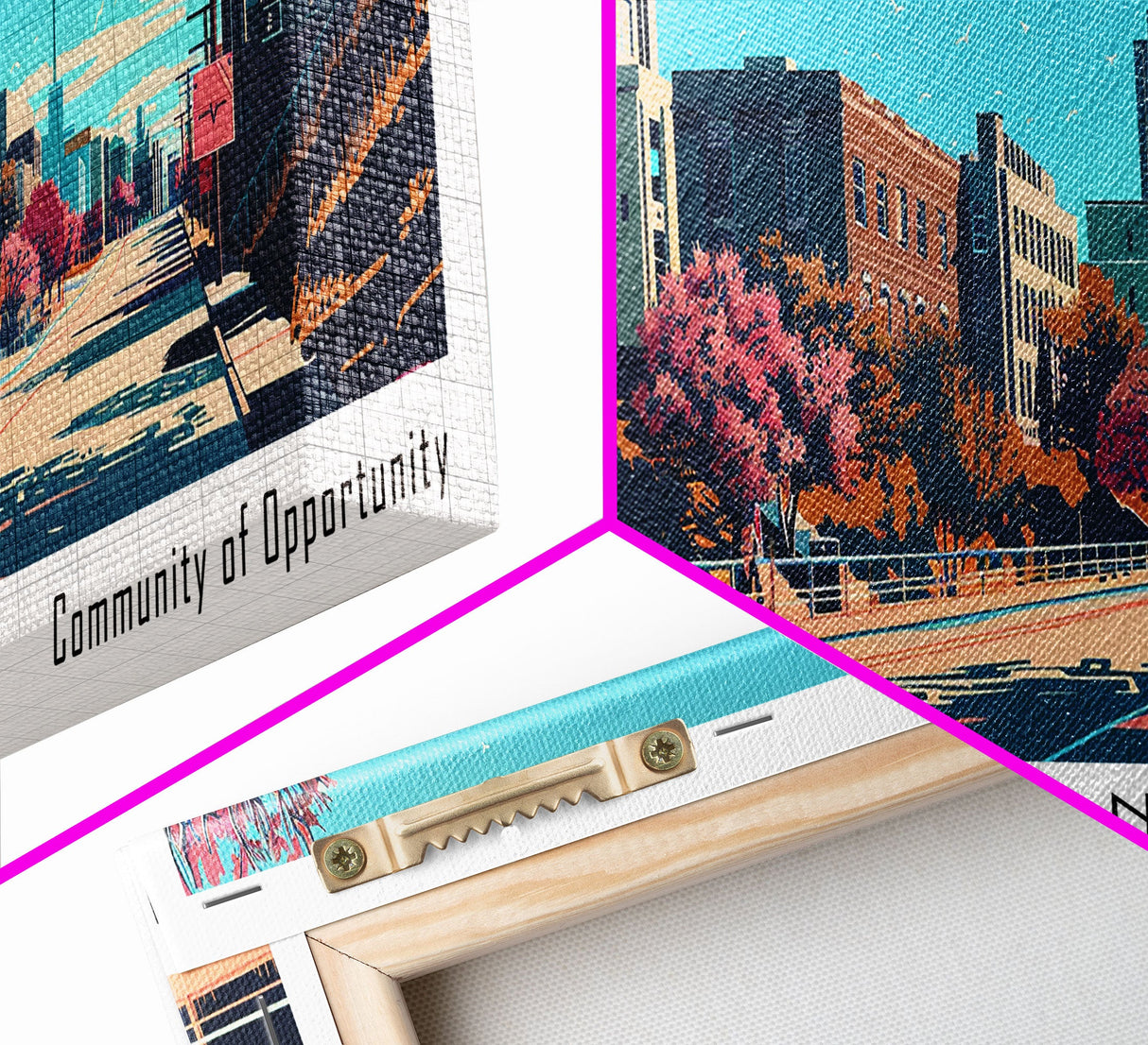 Lincoln Nebraska Panoramic Wall Art, Mid Century Modern Framed Canvas Print, Retro Pop Art Travel Poster, Office Decor, Gift Idea