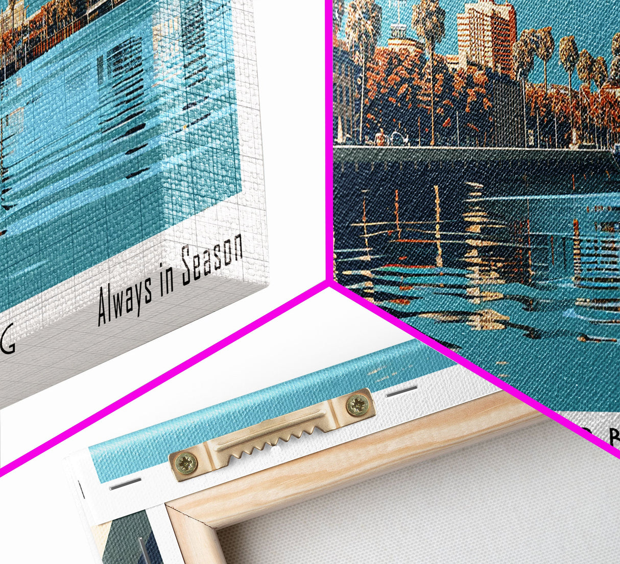 St. Petersburg Florida Panoramic Painting, Mid Century Modern Framed Canvas Print, Retro Pop Art Travel Poster, Cityscape, Home Decor, Office Wall Art