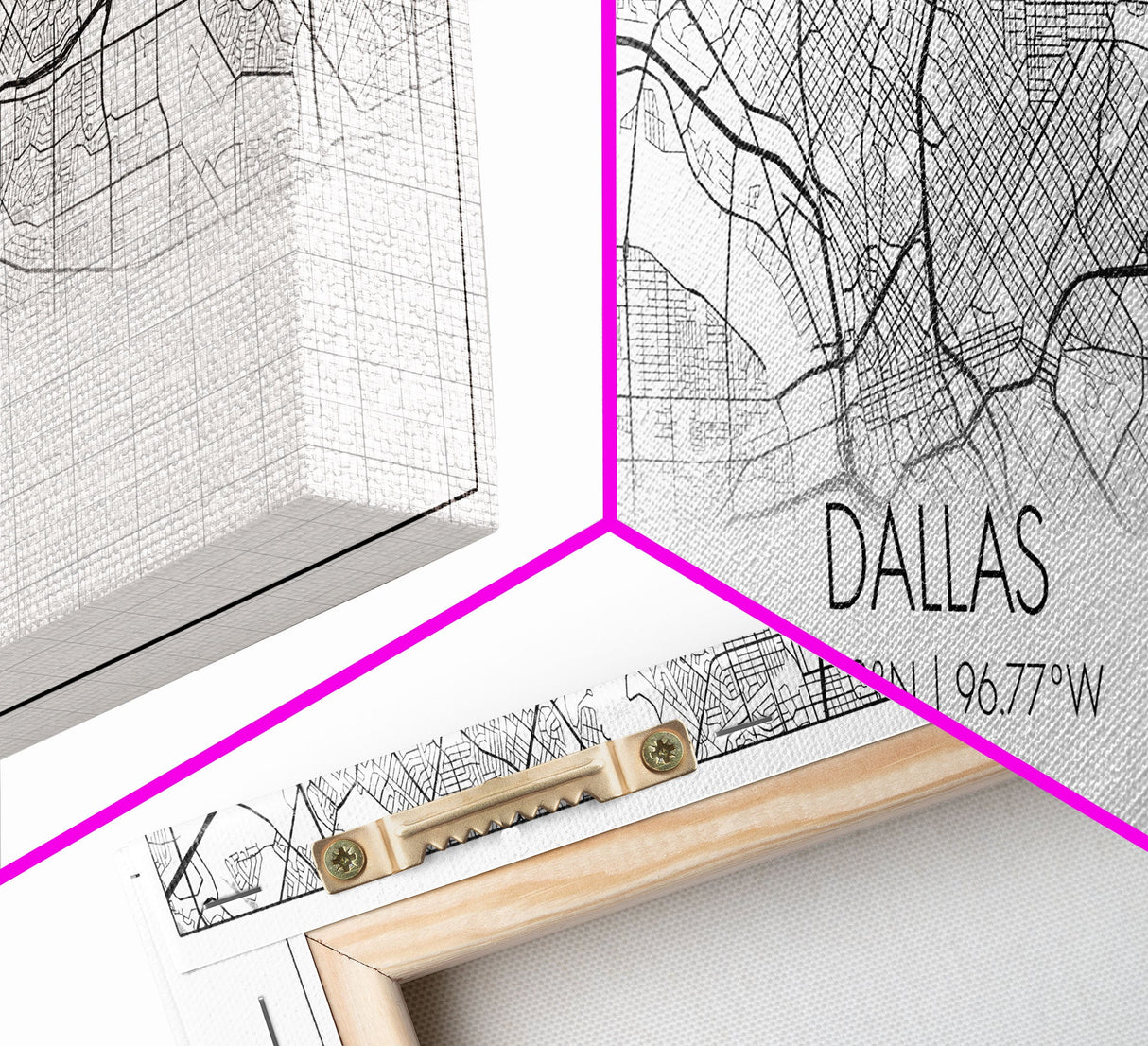 Panoramic Dallas City Map, Texas Art, Map Print, Minimalist Wall Art, Canvas Art, Housewarming Gift, Street Map Art, Closing Gift