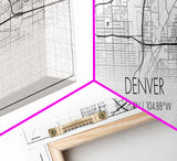 Panoramic Denver City Map, Colorado Art, Map Print, Minimalist Wall Art, Canvas Art, Housewarming Gift, Street Map Art, Closing Gift