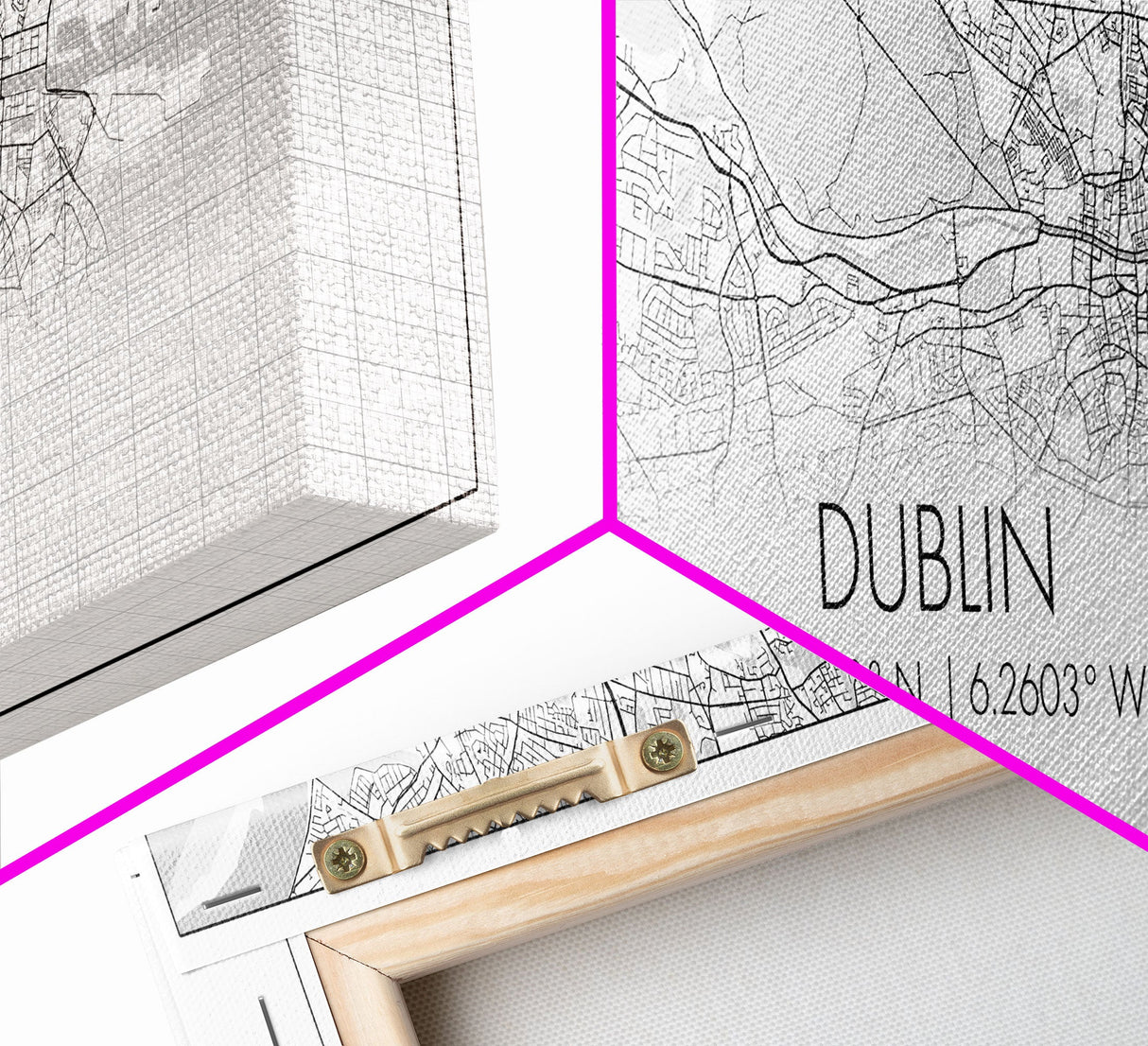 Panoramic Dublin City Map, Ireland Art, Map Print, Minimalist Wall Art, Canvas Art, Housewarming Gift, Street Map Art, Closing Gift