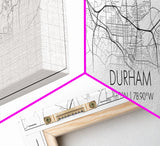 Panoramic Durham City Map, North Carolina Art, Map Print, Minimalist Wall Art, Canvas Art, Housewarming Gift, Street Map Art, Closing Gift