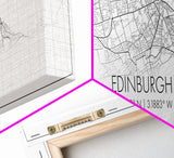 Panoramic Edinburgh City Map, United Kingdom Art, Map Print, Minimalist Wall Art, Canvas Art, Housewarming Gift, Street Map, Closing Gift