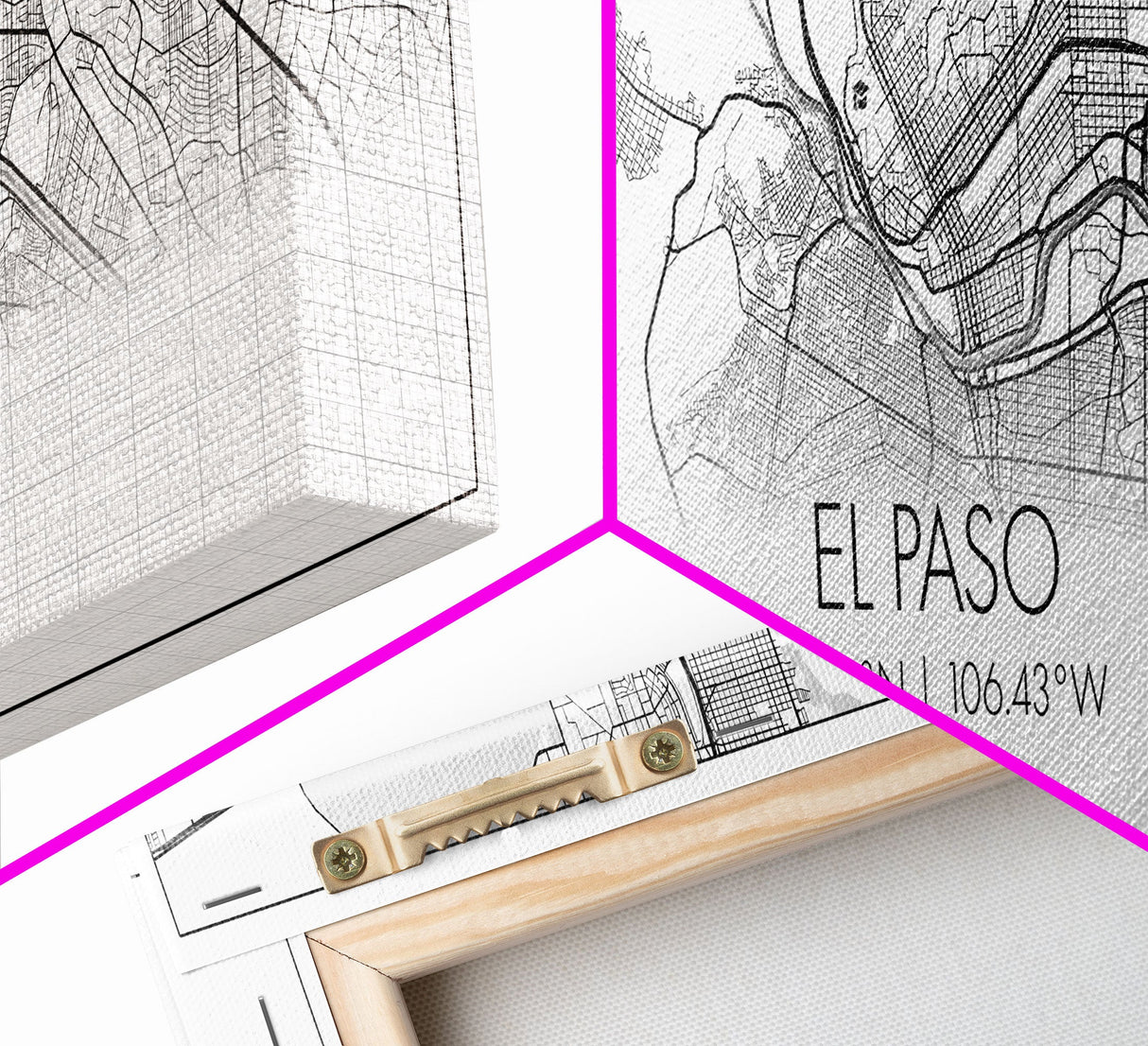 Panoramic El Paso City Map, Texas Art, Map Print, Minimalist Wall Art, Canvas Art, Housewarming Gift, Street Map Art, Closing Gift