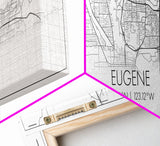 Panoramic Eugene City Map, Oregon Art, Map Print, Minimalist Wall Art, Canvas Art, Housewarming Gift, Street Map Art, Closing Gift