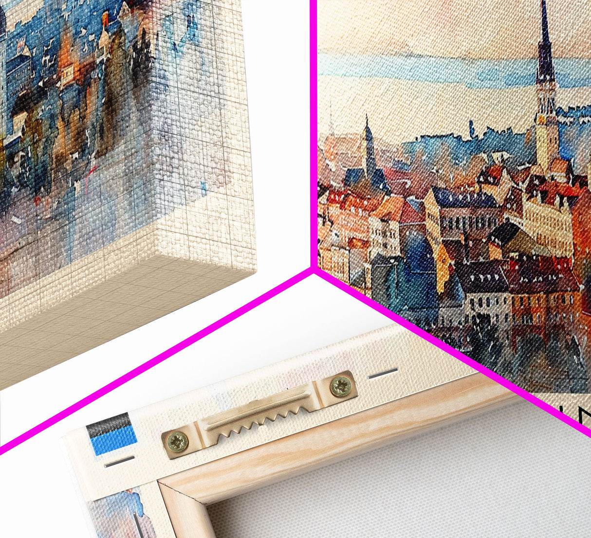 Tallinn Estonia Panoramic Travel Poster, Framed Canvas Print or Metal Wall Art, Travel Art, Home Decor, Panoramic Painting, Midcentury Art