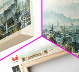 Winterthur Switzerland Travel Art, City Art, Framed Canvas Print or Metal Wall Art, Europe Travel Poster, Panoramic Wall Art, Extra Wide Wall Art