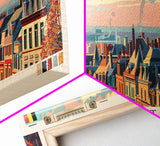 Aalst Belgium Travel Print Wall Art, Panoramic City Art, Travel Art, Wall Decor, Vacation Gift, Framed Canvas Print Or Metal Art