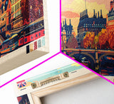 London United Kingdom Panoramic Travel Poster, Framed Canvas Print or Metal Wall Art, Travel Art, Home Decor, Panoramic Painting, Midcentury Art