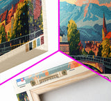 Maribor Slovenia Panoramic Travel Poster, Framed Canvas Print or Metal Wall Art, Travel Art, Home Decor, Panoramic Painting, Midcentury Art