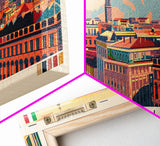 Milan Italy Panoramic Travel Poster, Framed Canvas Print or Metal Wall Art, Travel Art, Home Decor, Panoramic Painting, Midcentury Art