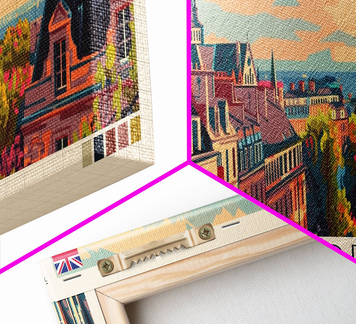 Oxford United Kingdom Panoramic Travel Poster, Framed Canvas Print or Metal Wall Art, Travel Art, Home Decor, Panoramic Painting, Midcentury Art