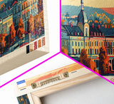 Podolsk Russia Panoramic Travel Poster, Framed Canvas Print or Metal Wall Art, Travel Art, Home Decor, Panoramic Painting, Midcentury Art