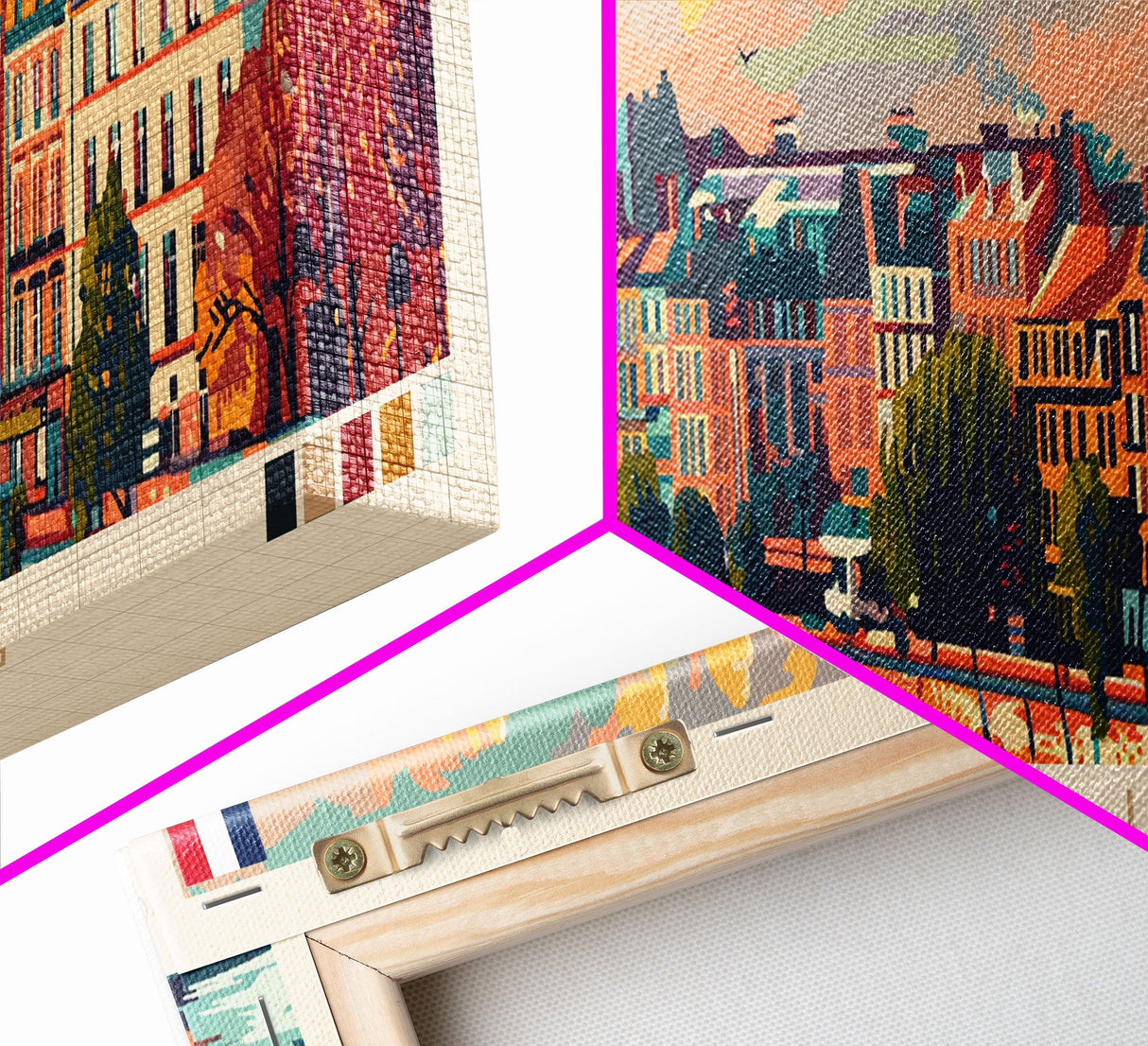 Strasbourg France Panoramic Travel Poster, Framed Canvas Print or Metal Wall Art, Travel Art, Home Decor, Panoramic Painting, Midcentury Art