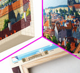 Plzen Czech Republic Wall Art, Panoramic Travel Poster, Panoramic Framed Canvas Print, City Wall Art, Wall Hanging Home Decor, Travel Art