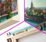 Toulouse Franc Wall Art, Panoramic Travel Poster, Panoramic Framed Canvas Print, City Wall Art, Wall Hanging Home Decor, Travel Art