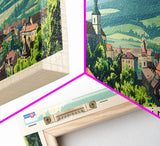 Trencin Slovakia Travel Art, City Art, Framed Canvas Print or Metal Wall Art, Europe Travel Poster, Panoramic Wall Art, Extra Wide Wall Art