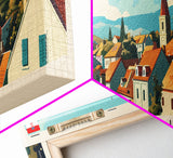 Varazdin Croatia Panoramic Travel Poster, Framed Canvas Print or Metal Wall Art, Travel Art, Home Decor, Panoramic Painting, Midcentury Art