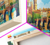 Zaragoza Spain Wall Art, Panoramic Travel Poster, Panoramic Framed Canvas Print, City Wall Art, Wall Hanging Home Decor, Travel Art