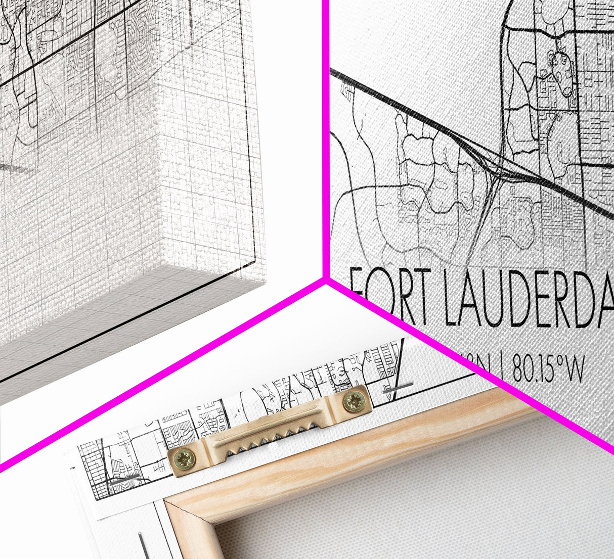 Panoramic Fort Lauderdale City Map, Florida Art, Map Print, Minimalist Wall Art, Canvas Art, Housewarming Gift, Street Map Art, Closing Gift