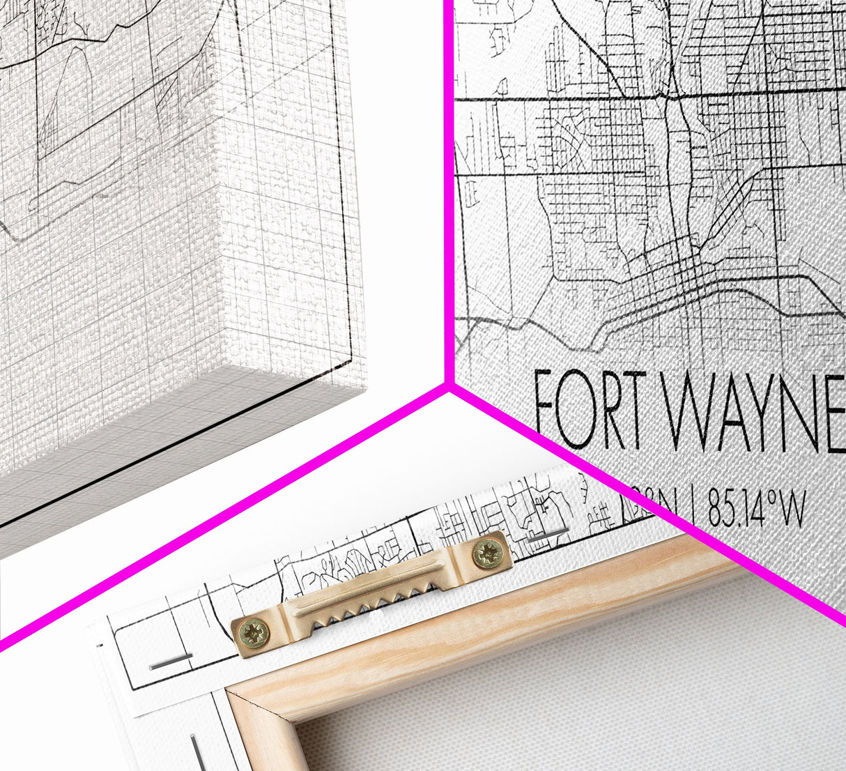 Panoramic Fort Wayne City Map, Indiana Art, Map Print, Minimalist Wall Art, Canvas Art, Housewarming Gift, Street Map Art, Closing Gift