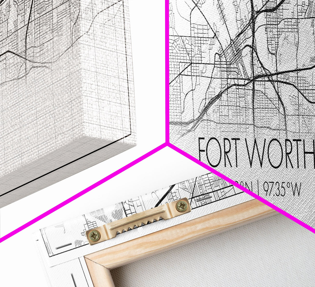 Panoramic Fort Worth City Map, Texas Art, Map Print, Minimalist Wall Art, Canvas Art, Housewarming Gift, Street Map Art, Closing Gift