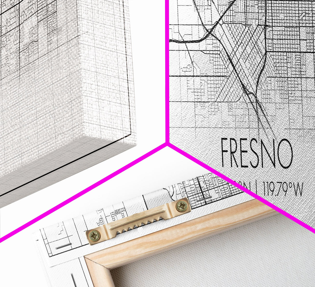 Panoramic Fresno City Map, California Art, Map Print, Minimalist Wall Art, Canvas Art, Housewarming Gift, Street Map Art, Closing Gift