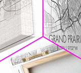 Panoramic Grand Prairie City Map, Texas Art, Map Print, Minimalist Wall Art, Canvas Art, Housewarming Gift, Street Map Art, Closing Gift