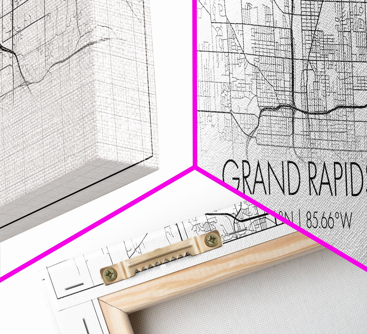 Panoramic Grand Rapids City Map, Michigan Art, Map Print, Minimalist Wall Art, Canvas Art, Housewarming Gift, Street Map Art, Closing Gift