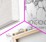 Panoramic Hong Kong City Map, China Art, Map Print, Minimalist Wall Art, Canvas Art, Housewarming Gift, Street Map Art, Closing Gift