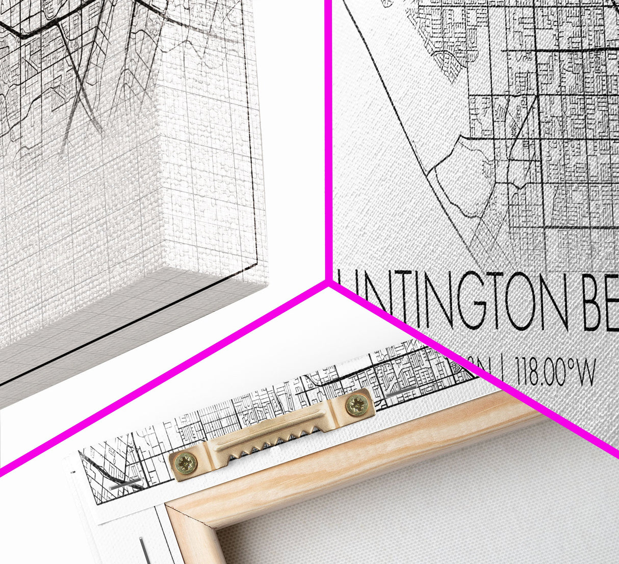 Panoramic Huntington Beach City Map, California Art, Map Print, Minimalist Wall Art, Canvas Art, Housewarming Gift, Street Map, Closing Gift