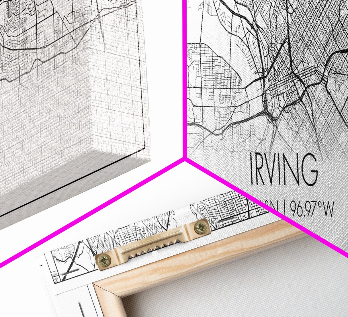 Panoramic Irving City Map, Texas Art, Map Print, Minimalist Wall Art, Canvas Art, Housewarming Gift, Street Map Art, Closing Gift