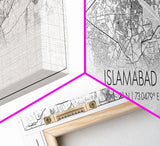 Panoramic Islamabad City Map, Pakistan Art, Map Print, Minimalist Wall Art, Canvas Art, Housewarming Gift, Street Map Art, Closing Gift