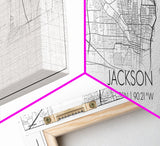 Panoramic Jackson City Map, Mississippi Art, Map Print, Minimalist Wall Art, Canvas Art, Housewarming Gift, Street Map Art, Closing Gift