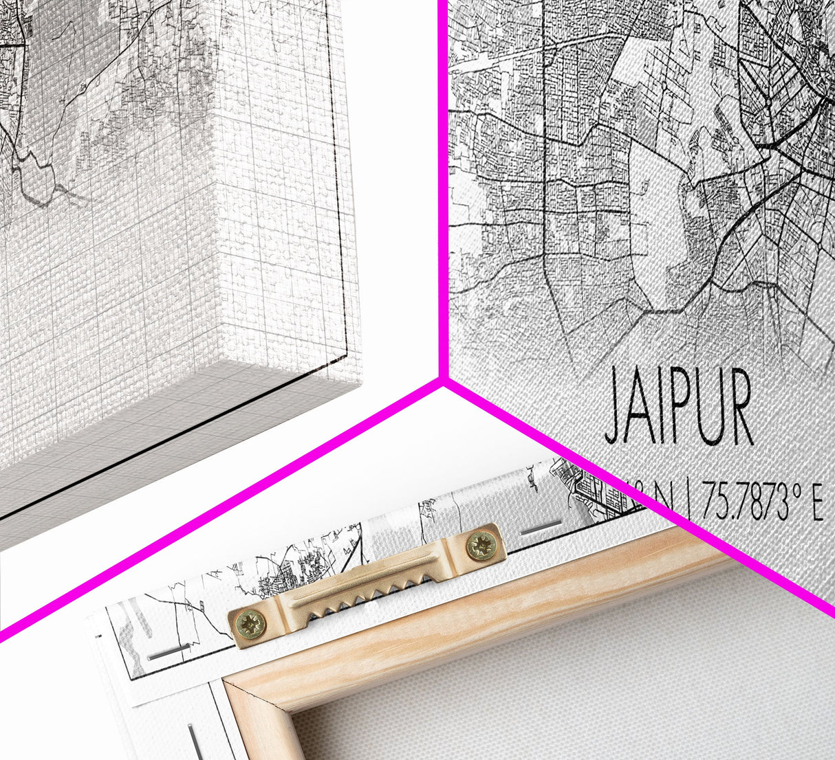 Panoramic Jaipur City Map, India Art, Map Print, Minimalist Wall Art, Canvas Art, Housewarming Gift, Street Map Art, Closing Gift