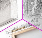 Panoramic Jaipur City Map, India Art, Map Print, Minimalist Wall Art, Canvas Art, Housewarming Gift, Street Map Art, Closing Gift