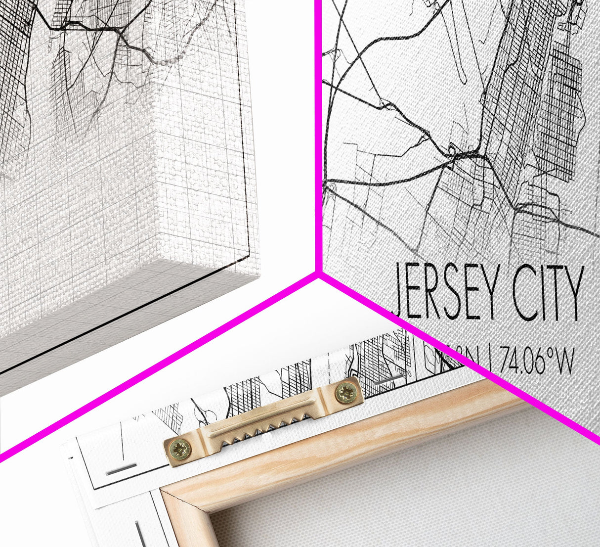 Panoramic Jersey City Map, New Jersey Art, Map Print, Minimalist Wall Art, Canvas Art, Housewarming Gift, Street Map Art, Closing Gift