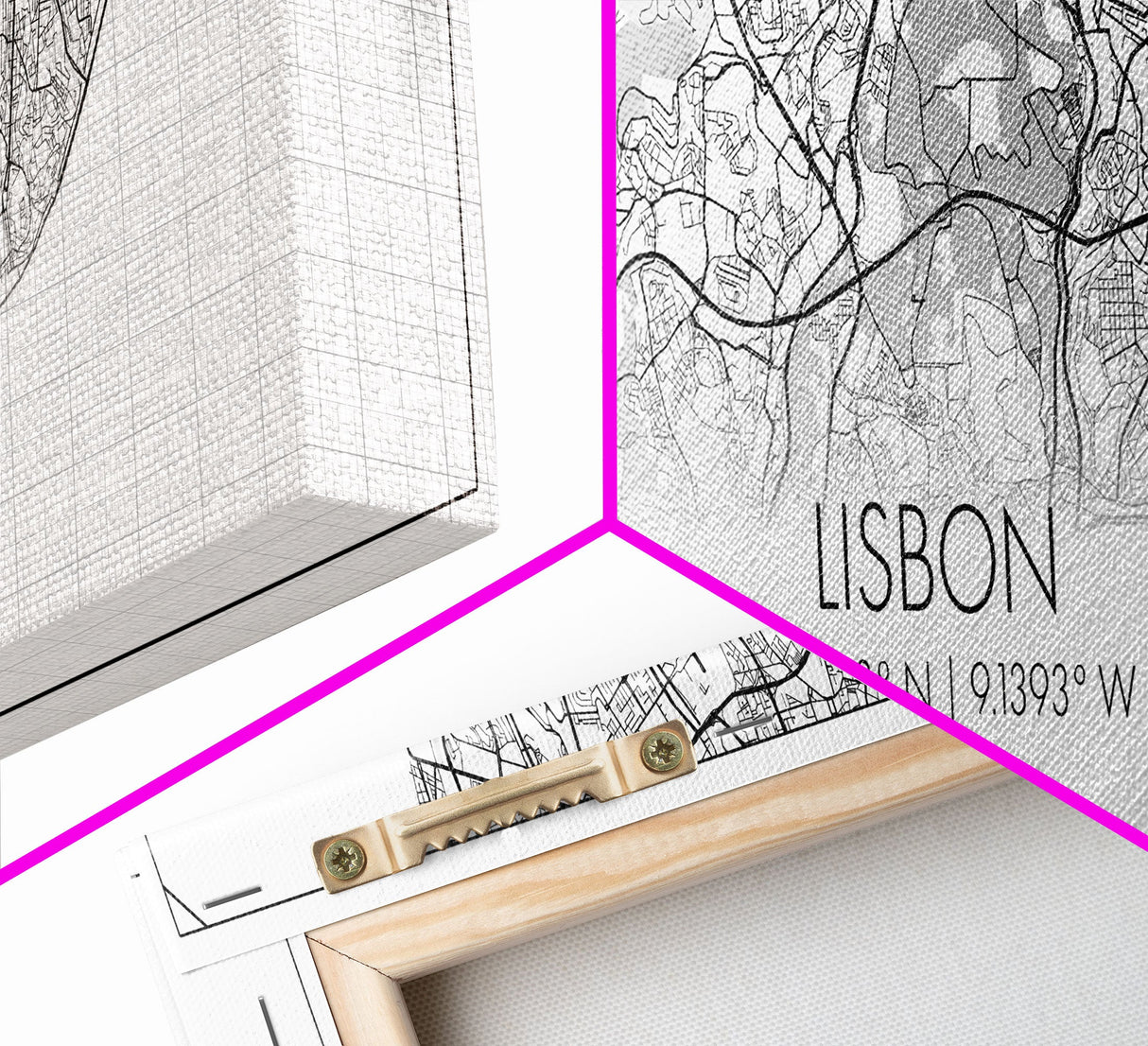 Panoramic Lisbon City Map, Portugal Art, Map Print, Minimalist Wall Art, Canvas Art, Housewarming Gift, Street Map Art, Closing Gift