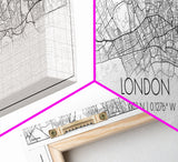 Panoramic London City Map, United Kingdom Art, Map Print, Minimalist Wall Art, Canvas Art, Housewarming Gift, Street Map Art, Closing Gift